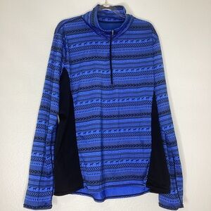 Kerrits Quarter Zip Pullover Plus Size Blue Black Horses 1X